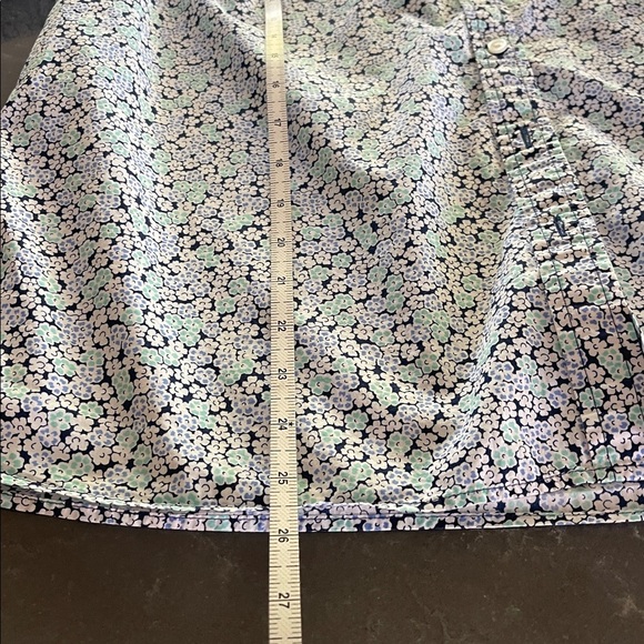 Talbots Blue Floral Shirt with Polka Dot Collar and Cuffs- size LP - Picture 7 of 7